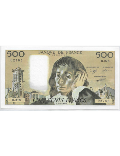 FRANCE 500 FRANCS PASCAL 5 5 1988 B.278 NEUF