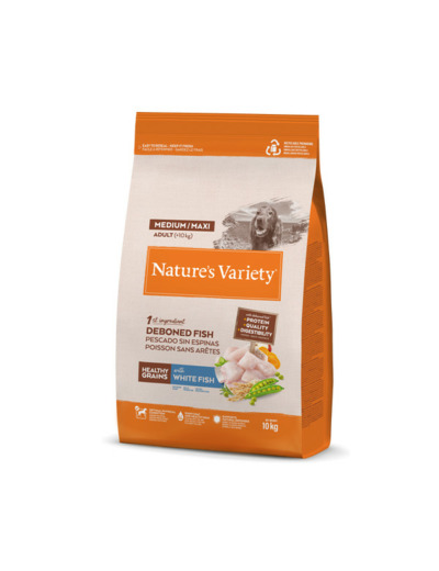 Nature's Variety, HEALTHY GRAIN ADULT MED/MAXI POISSON BLANC - 10KG