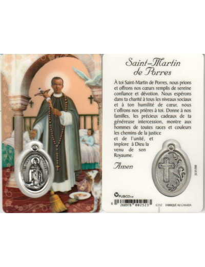 Carte-prière avec insertion ST MARTIN DE PORRES