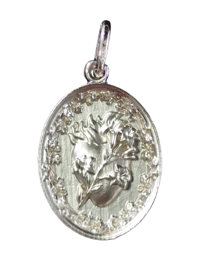 Coeur Sacré 19mm en Argent 925 - Très Chaste Coeur de Joseph