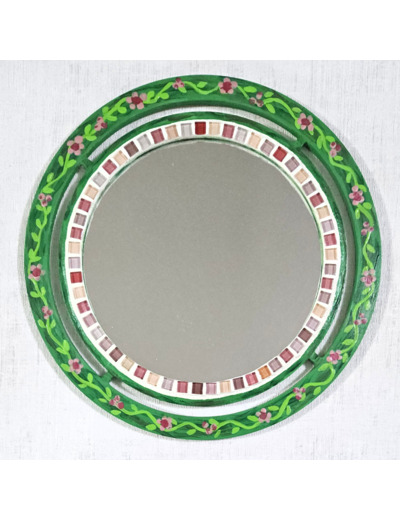 MON BEAU MIROIR – Bois, mosaïque & peinture (Ø 30 cm)