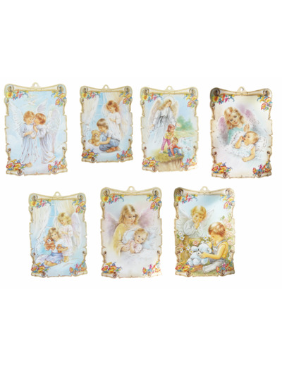 Plaquette Ange avec Enfant 15cm - ASSORTIS