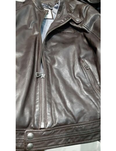 DAD108 Blouson homme cuir marron