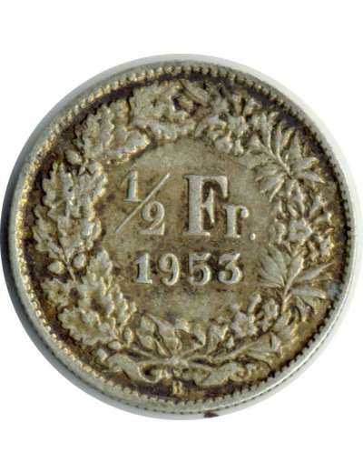 SUISSE 1/2 FRANC 1953 B TTB N1