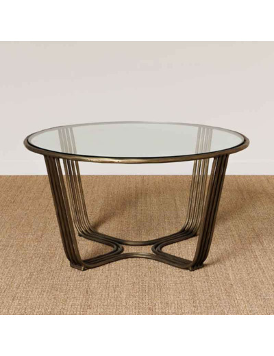 Table basse ronde verre fer doré 43x82x82cm