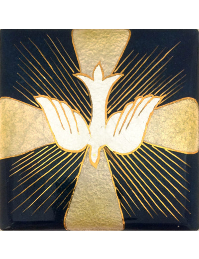 Croix du St Esprit 8,1X8,1cm - EMAUX DU LIBAN