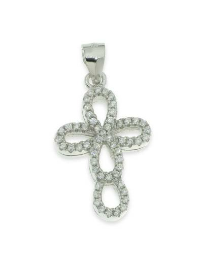 Croix en Argent 925- 2,8cm- ZIRCONIUMS  synthétiques