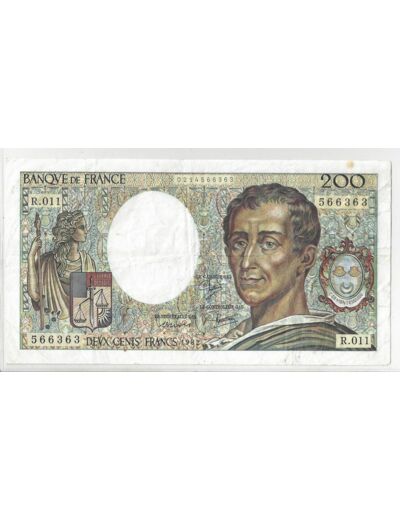 FRANCE 200 FRANCS MONTESQUIEU 1982 R.011 TTB