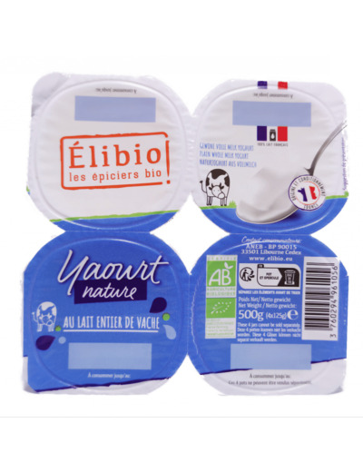 Yaourt Nature Lait Entier Bio 4X125g