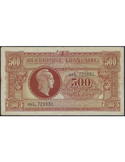 FRANCE 500 FRANCS MARIANNE TYPE 1945 SERIE 68L TTB (VF11/01)