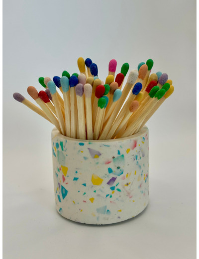 Pot à allumettes coloré effet Terrazzo