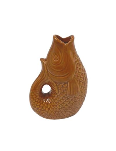Vase ceramic Poisson pm marron