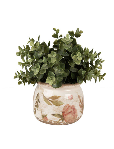 Pot de fleurs intérieur céramique beige rose 10x12x12cm
