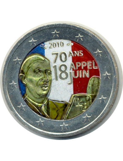 FRANCE 2010 2 EURO COLORISEE APPEL DU 18 JUIN SUP