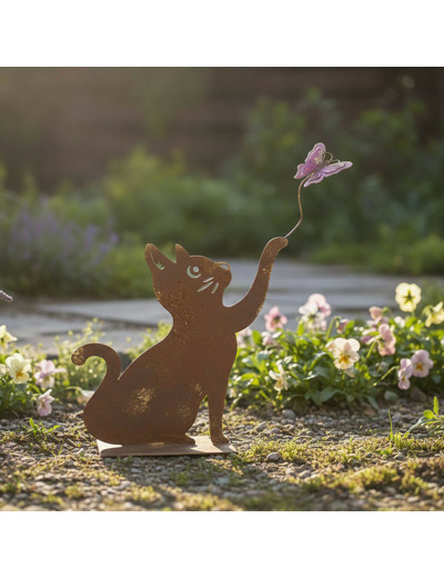 Silhouette fer Chat papillon 37x9x47cm