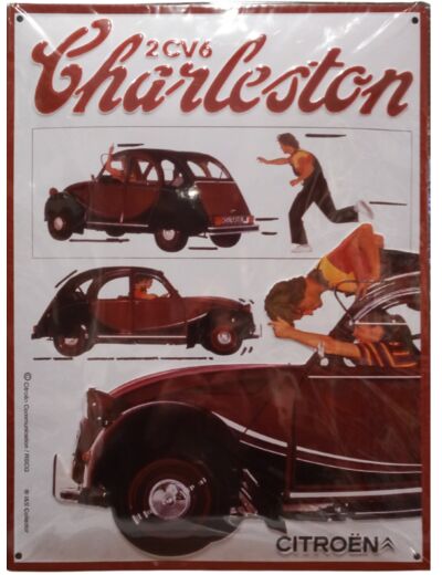 Plaque metal Citroën 2Cv6 Charlestone - 30 x 40 cm - Citroen