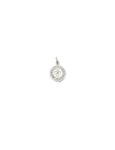 Médaille strass en argent 925 diamètre 1,3cm- Croix ajourée