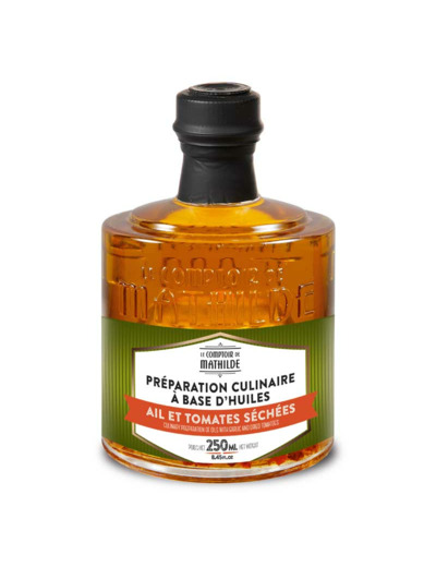 Préparation Culinaire à Base d'Huiles à l'Ail et Tomates Séchées - 250 ML