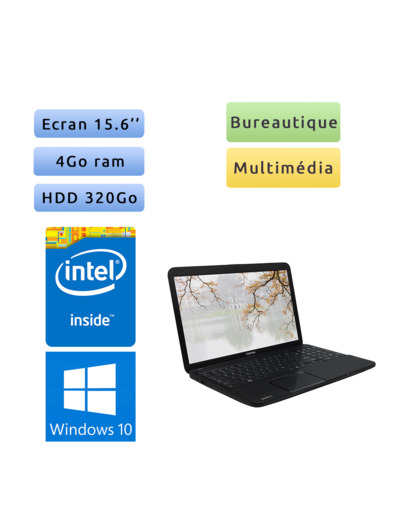 Toshiba Satellite Pro C850-10R - Windows 10 - 1.6Ghz 4Go 320Go - 15.6 - Webcam - Ordinateur Portable PC