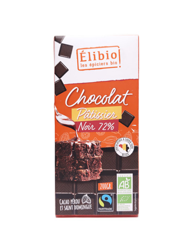 Chocolat Noir Pâtissier 72% Bio 200g