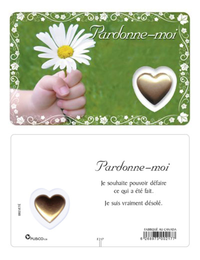 Carte-prière avec insertion PARDONNE MOI