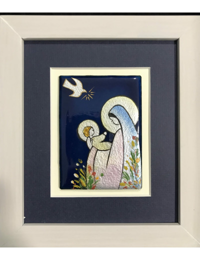 CADRE gris avec VIERGE de la PRESENTATION 13x15cm - EMAUX DU LIBAN