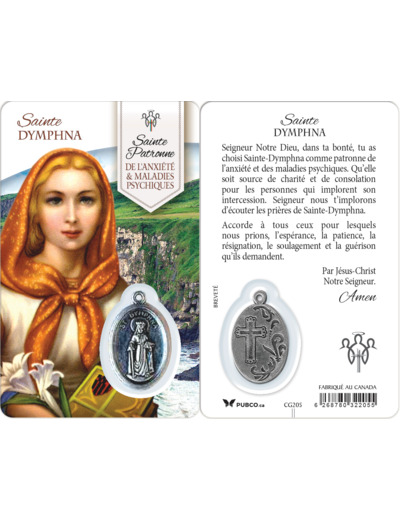 Carte-prière avec insertion ST GUERISSEUR - STE DYMPHNA
