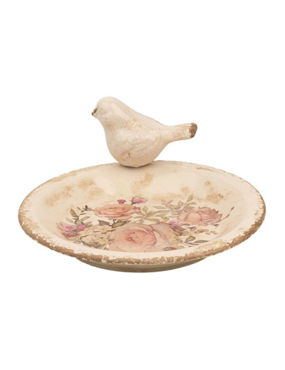 Mangeoire oiseaux céramique beige 21x21x10cm