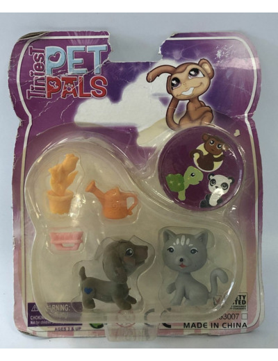 FIGURINE MINI PET PALS 2 FIGURINES CHIEN ET CHAT BOITE ABIMEE