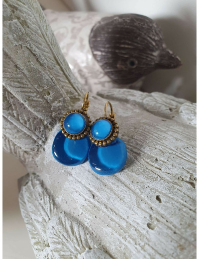 BOUCLES D'OREILLES DORMEUSES Bleu électrique