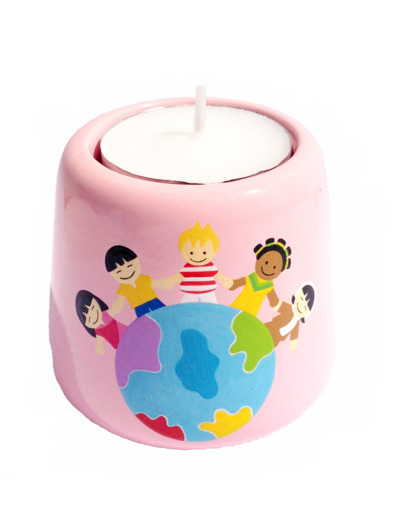 Bougeoir Enfants du Monde rose  6,5cm