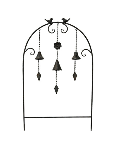 Treillage Jardin Clochettes et Oiseaux en Fer Marron 50x7x84 cm