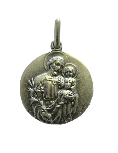 Médaille 18mm en Métal Argenté - SAINT JOSEPH