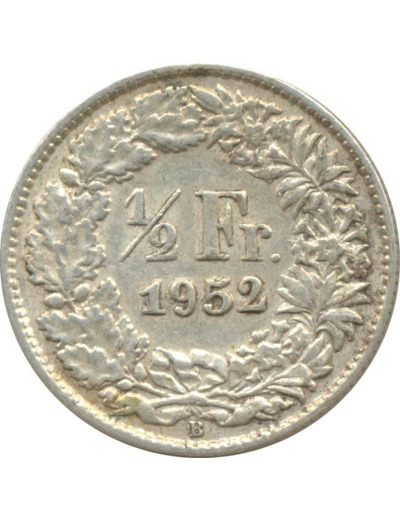 SUISSE 1/2 FRANC 1952 B TTB+ N1