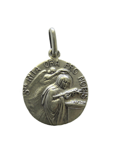 Médaille 18mm en Métal Argenté - SAINTE RITA