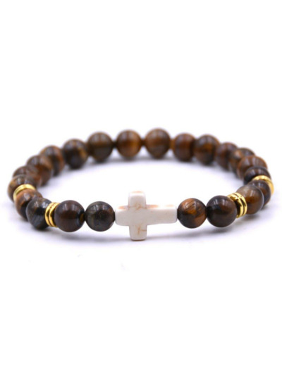 BRACELET élastique 8mm en pierre véritable- Oeil de Tigre