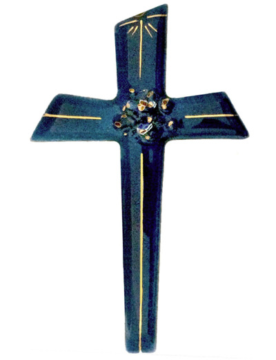 Croix de St Antoine bleu 12,4X7,6cm - EMAUX DU LIBAN