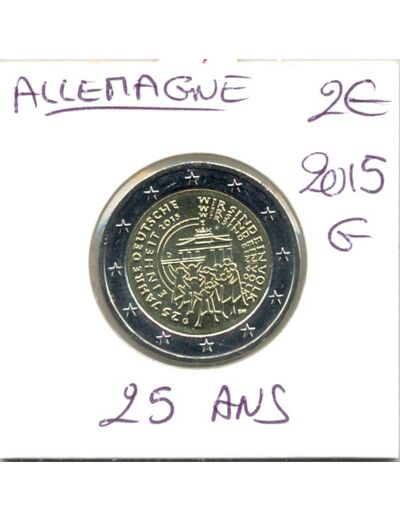 ALLEMAGNE 2015 G 2 EURO COMMEMORATIVE REUNIFICATION 25 ANS  SUP