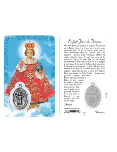Carte-prière avec insertion JÉSUS DE PRAGUE