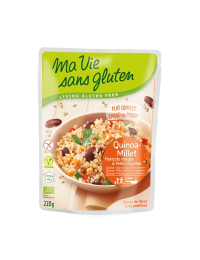 Céréales cuisinées Quinoa Millet, Haricots Rouges et légumes 220g