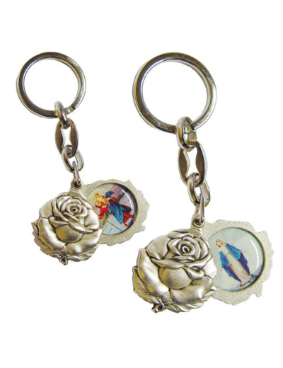 Porte-Clefs en Métal en Forme de Rose - CHRISTOPHE/MIRACULEUSE