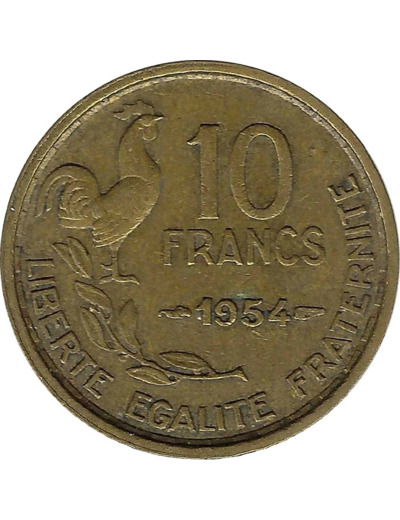 FRANCE 10 FRANCS GUIRAUD 1954 PEU TTB