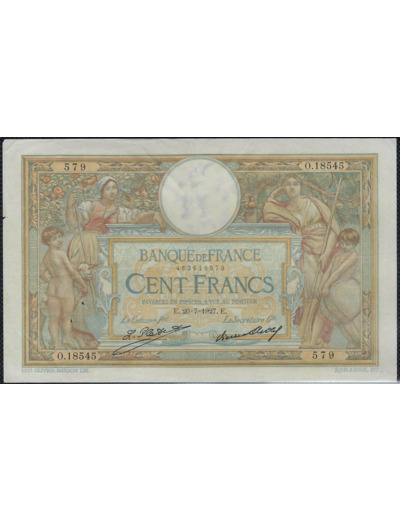FRANCE 100 FRANCS MERSON sans LOM 26-7-1927 O.18545 TTB (F24/06)
