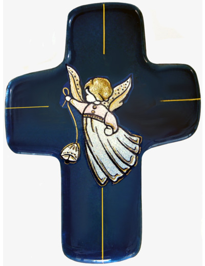 Angelot Garçon bleu 11,3X8,3cm - EMAUX DU LIBAN