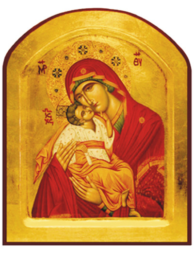 Icône dorée incurvée arrondie 18*23cm - VIERGE DE TENDRESSE