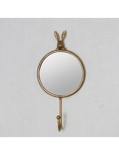 Miroir crochet lapin doré 21x10cm