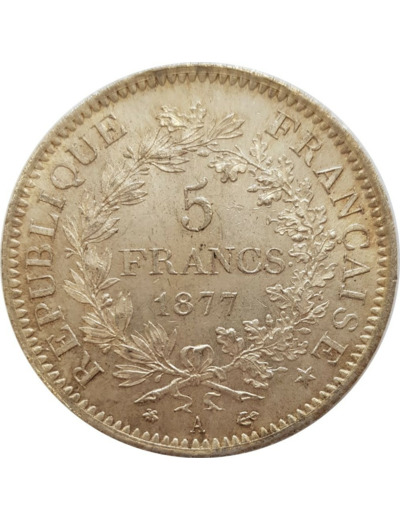 FRANCE 5 FRANCS HERCULE DUPRE 1877 A (Paris) TTB+