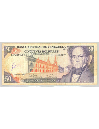 VENEZUELA 50 BOLIVARES 08-12-1992 SERIE S TB+