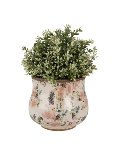 Pot de fleurs céramique fleurs anciennes 16x14cm