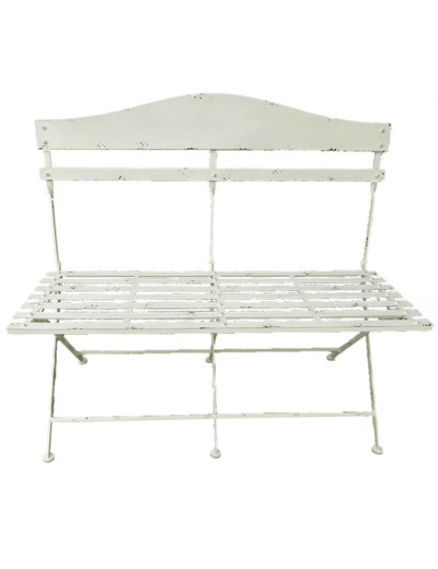 Banc de jardin fer blanc 104x55x94cm